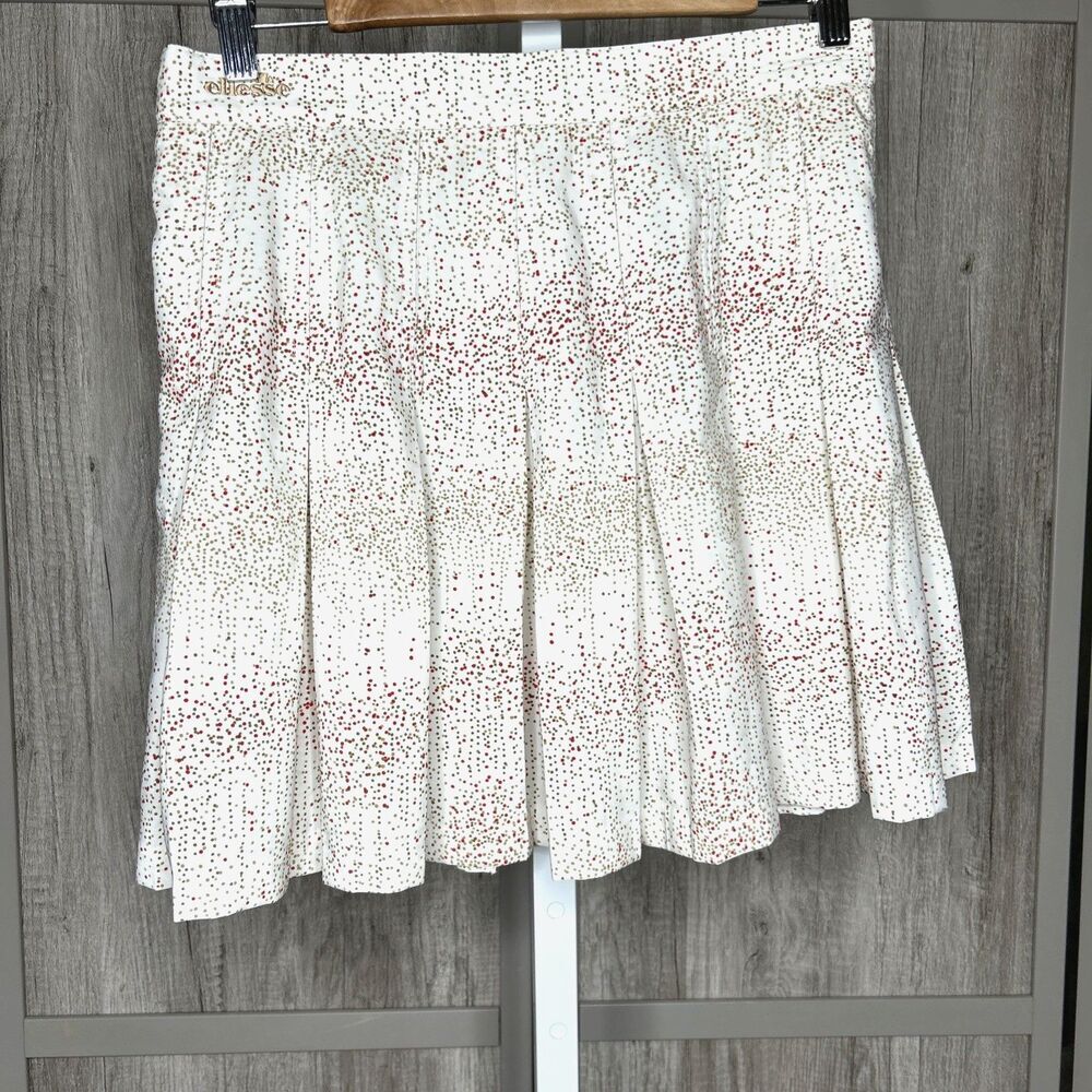 Vintage Ellesse Pleated Mini Skirt 12 Polka Dots Zipper Tennis Sporty